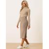 imageAllegra K Womens Sweater Skirts Ribbed Knit Elastic High Waist Stretchy Slit Casual Office Pencil Midi SkirtKhaki