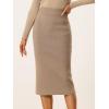 imageAllegra K Womens Sweater Skirts Ribbed Knit Elastic High Waist Stretchy Slit Casual Office Pencil Midi SkirtKhaki