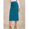 imageAllegra K Womens Sweater Skirts Ribbed Knit Elastic High Waist Stretchy Slit Casual Office Pencil Midi SkirtPeacock Blue