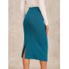 imageAllegra K Womens Sweater Skirts Ribbed Knit Elastic High Waist Stretchy Slit Casual Office Pencil Midi SkirtPeacock Blue