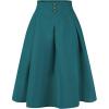 imageAllegra K Casual Office ALine Skirt for Womens Knee Length Button Decor Midi Pleated SkirtsLake Blue