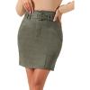 imageAllegra K Faux Suede Skirt for Womens High Waist Casual Belted Pencil SkirtsArmy Green