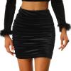 imageAllegra K Halloween Velvet Skirt for Womens Party Bodycon Ruched Mini SkirtsBlack