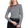 imageAllegra K Striped t Shirts for Women Long Sleeve Tops Crew Neck Fitted Tees Casual Trendy OutfitsBlack White Stripe