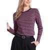 imageAllegra K Striped t Shirts for Women Long Sleeve Tops Crew Neck Fitted Tees Casual Trendy OutfitsPink Stripe