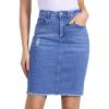 imageAllegra K Womens Basic Distressed High Waist Ripped Hem Washed Jeans Denim SkirtBright Blue
