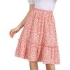 imageAllegra K Womens Knee Length Skirt Floral Elastic Waist Flowy Tiered ALine Ruffle SkirtPeach Pink