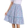 imageAllegra K Womens Knee Length Skirt Floral Elastic Waist Flowy Tiered ALine Ruffle SkirtSky Blue