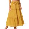 imageAllegra K Womens Maxi Skirt Summer Boho Flowy Ruffle Swing Skirts ALine Beach Tiered Long SkirtYellow