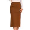 imageAllegra K Womens Sweater Skirts Ribbed Knit Elastic High Waist Stretchy Slit Casual Office Pencil Midi SkirtCaramel