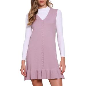 imageAllegra K Cute Ruffle Sweater Dress for Womens Casual Sleeveless V Neck Chunky Pullover Knit Mini DressDusty Pink
