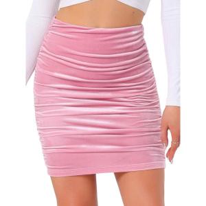 imageAllegra K Halloween Velvet Skirt for Womens Party Bodycon Ruched Mini SkirtsPink