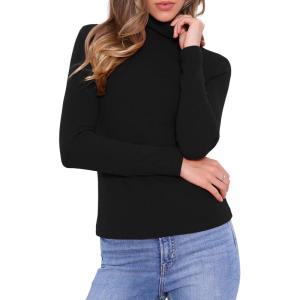 imageAllegra K Sweaters for Women Mock Turtleneck Tops Long Sleeve Slim Fit Tee Casual Trendy Pullover Sweaters Fall Outfits 2025Black
