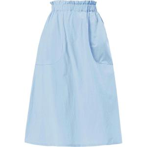 imageAllegra K Womens Cotton ALine Skirt Elastic Waist Casual Peasant Midi Skirts with PocketsLight Blue