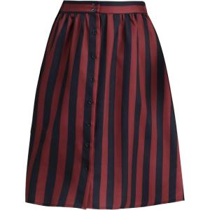 imageAllegra K Womens Striped Button Front Elastic Back Waist ALine Midi SkirtRed Black
