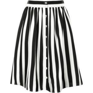 imageAllegra K Womens Striped Button Front Elastic Back Waist ALine Midi SkirtWhite Black