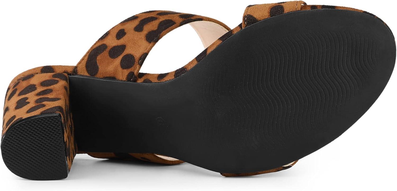 imageAllegra K Womens Block Heel Dual Straps Slide SandalsLeopard
