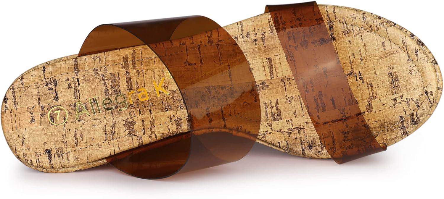 imageAllegra K Womens Clear Platform Transparent Straps Wedge Heels SandalsBrown Clear