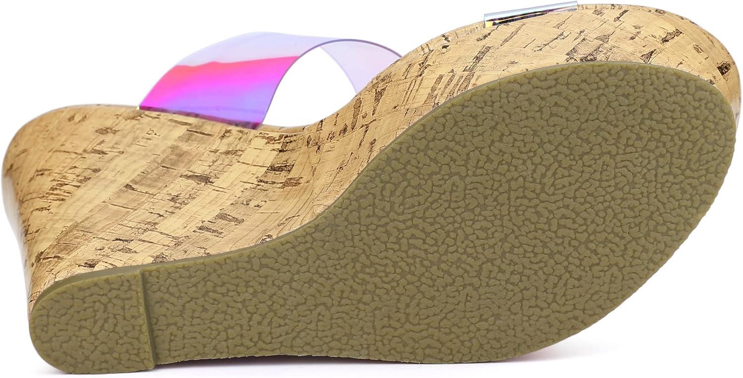 imageAllegra K Womens Clear Platform Transparent Straps Wedge Heels SandalsColorful