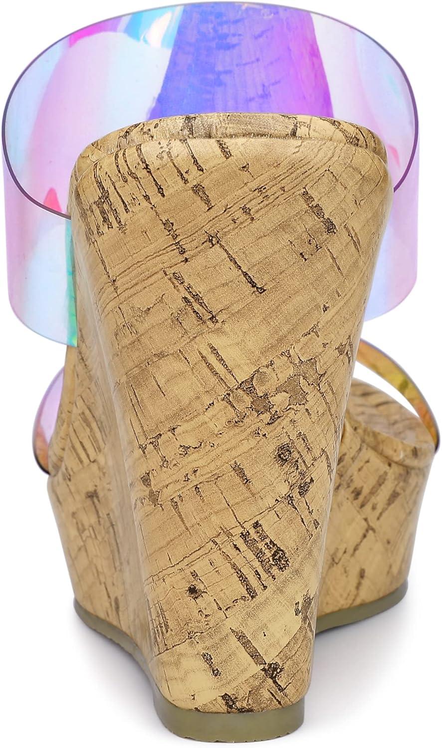 imageAllegra K Womens Clear Platform Transparent Straps Wedge Heels SandalsColorful