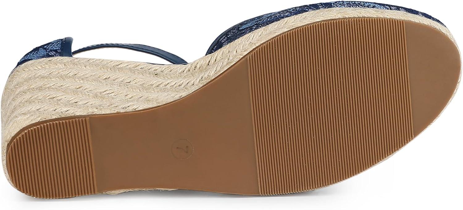 imageAllegra K Womens Closed Toe Espadrille Platform Heels Lace Wedge SandalsNavy Blue