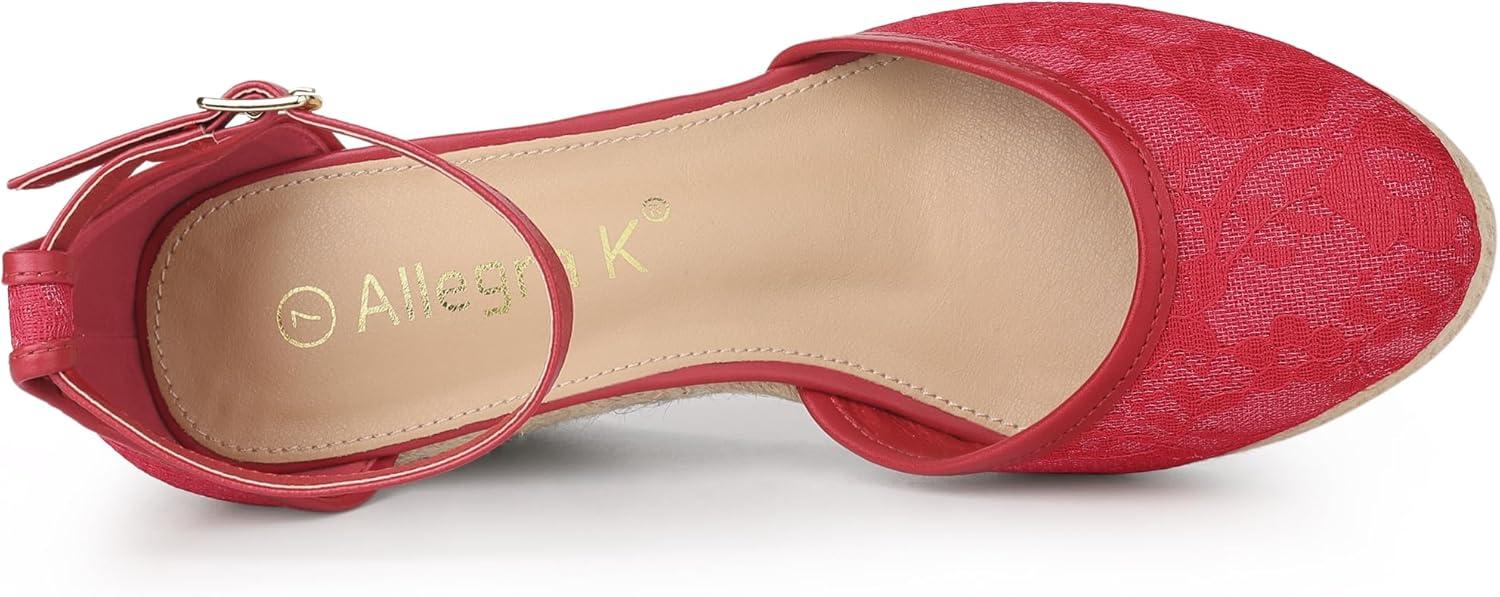 imageAllegra K Womens Closed Toe Espadrille Platform Heels Lace Wedge SandalsRed