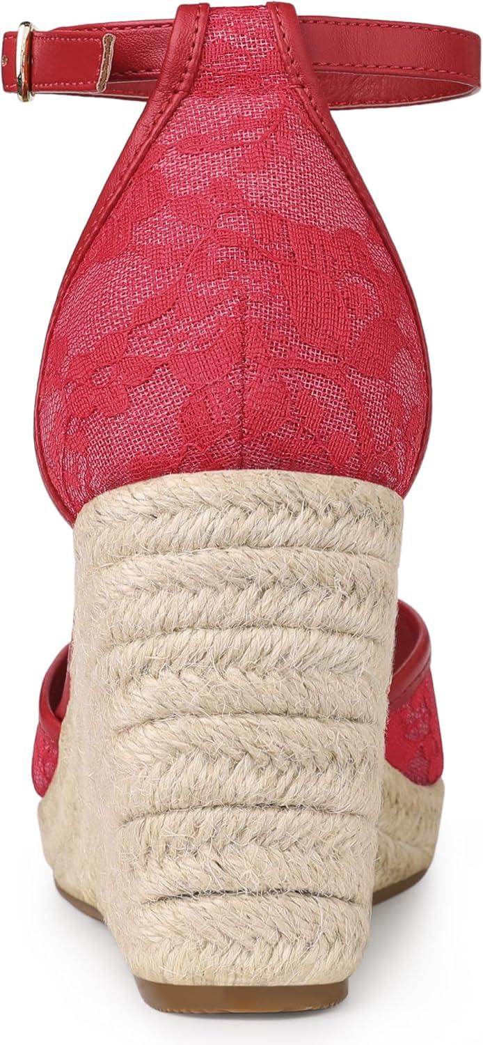 imageAllegra K Womens Closed Toe Espadrille Platform Heels Lace Wedge SandalsRed