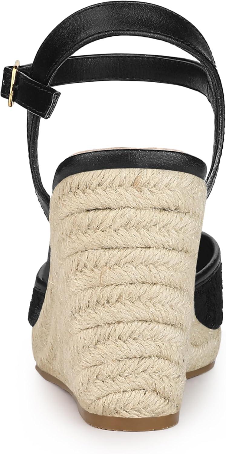 imageAllegra K Womens Closed Toe Platform Espadrilles Lace Wedge Heel SandalsBlack