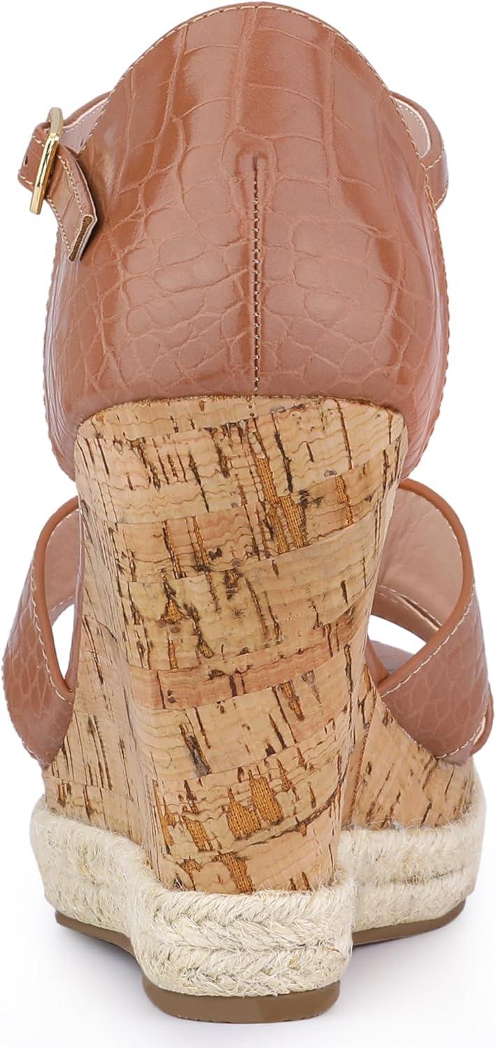 imageAllegra K Womens Cork Wedges Platform Wedge Heel SandalsBrown