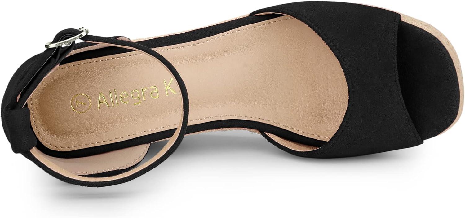 imageAllegra K Womens Espadrille Platform Ankle Strap Wedge Heel SandalsBlack