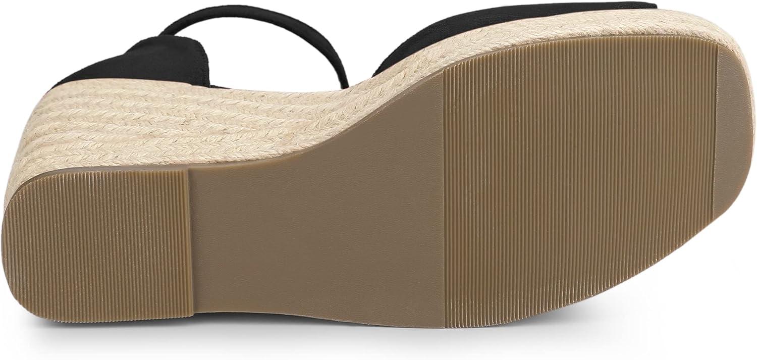 imageAllegra K Womens Espadrille Platform Ankle Strap Wedge Heel SandalsBlack