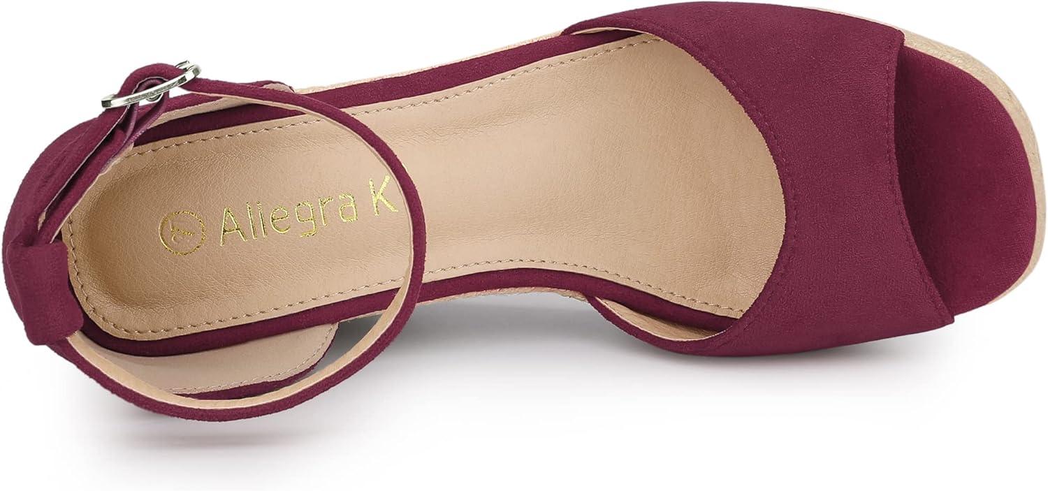 imageAllegra K Womens Espadrille Platform Ankle Strap Wedge Heel SandalsBurgundy