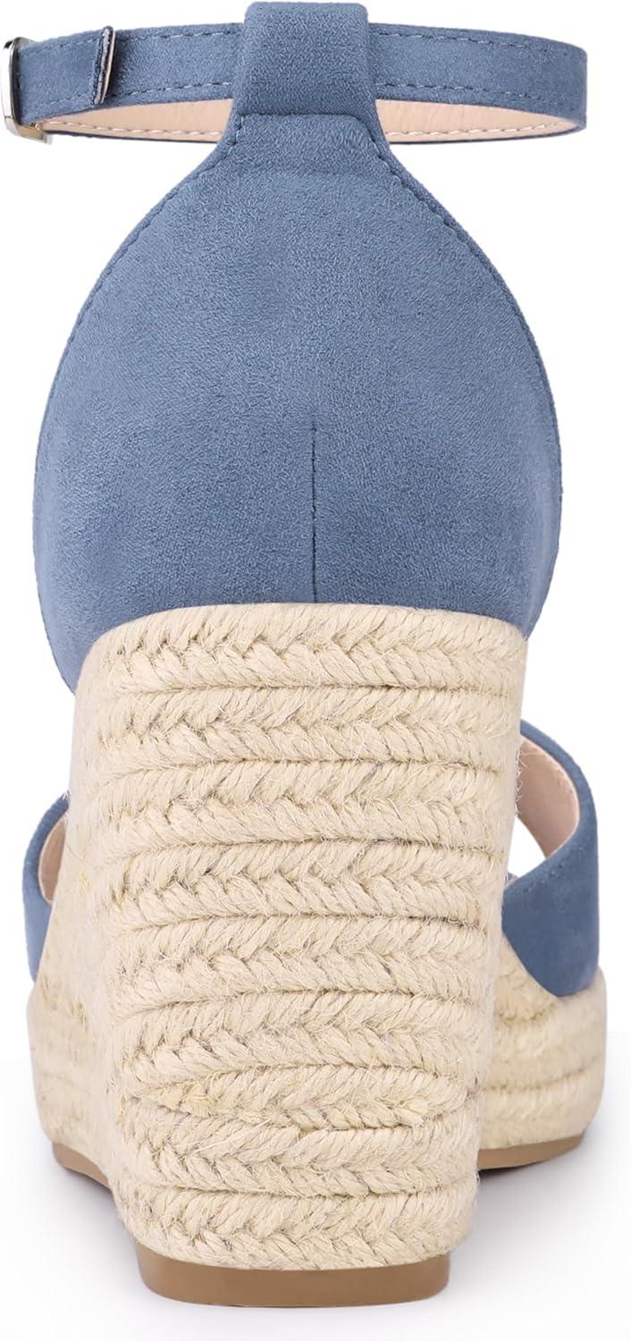 imageAllegra K Womens Espadrille Platform Ankle Strap Wedge Heel SandalsDark Blue