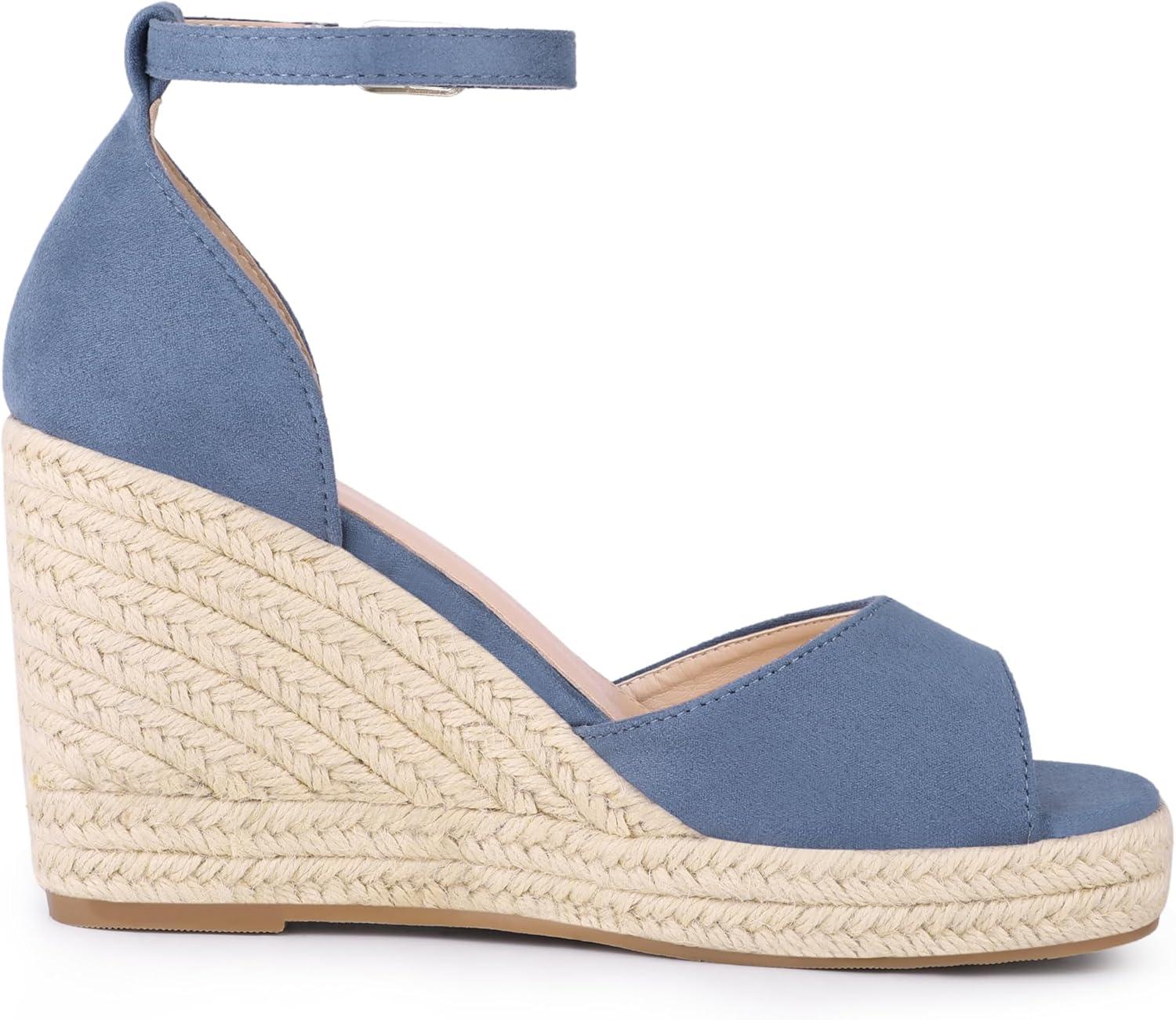imageAllegra K Womens Espadrille Platform Ankle Strap Wedge Heel SandalsDark Blue