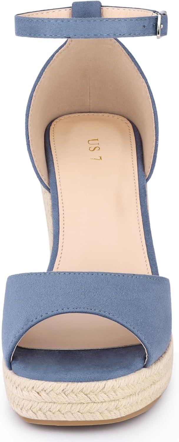 imageAllegra K Womens Espadrille Platform Ankle Strap Wedge Heel SandalsDark Blue