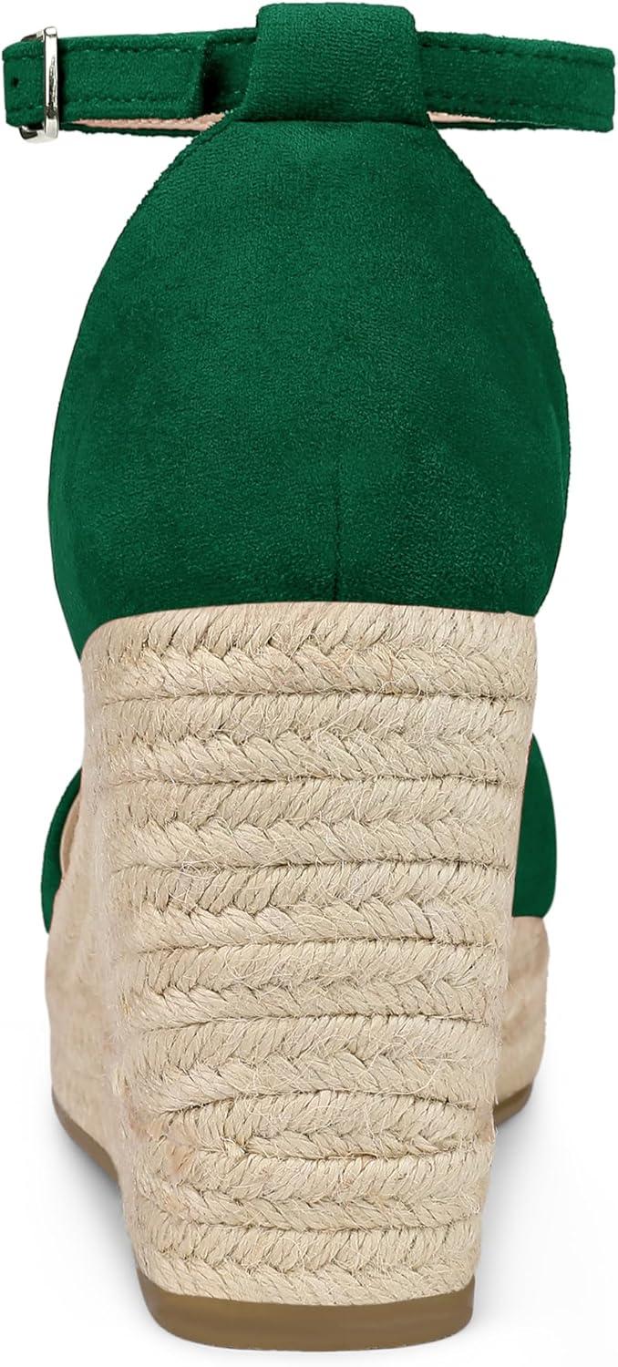 imageAllegra K Womens Espadrille Platform Ankle Strap Wedge Heel SandalsDark Green