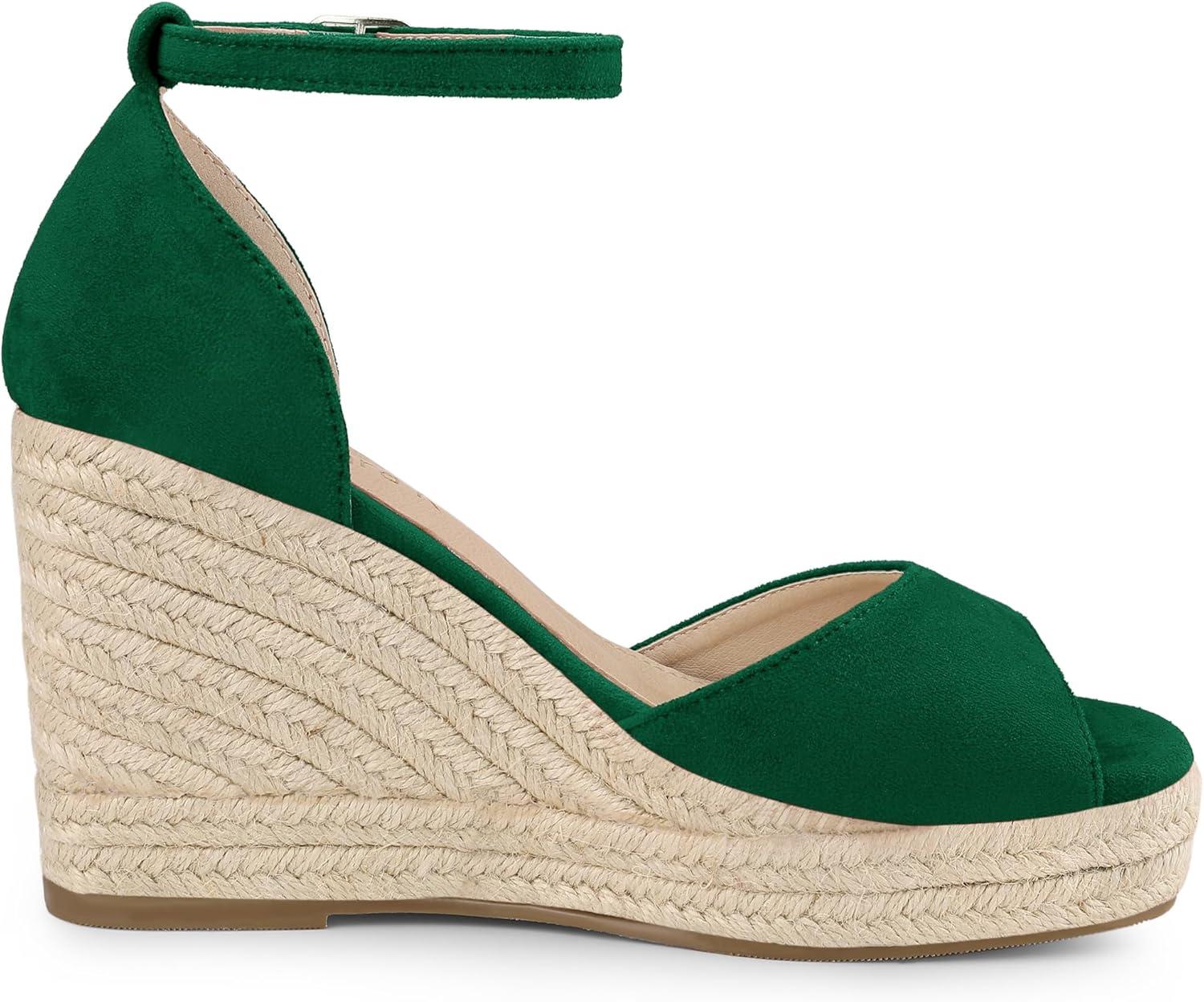 imageAllegra K Womens Espadrille Platform Ankle Strap Wedge Heel SandalsDark Green