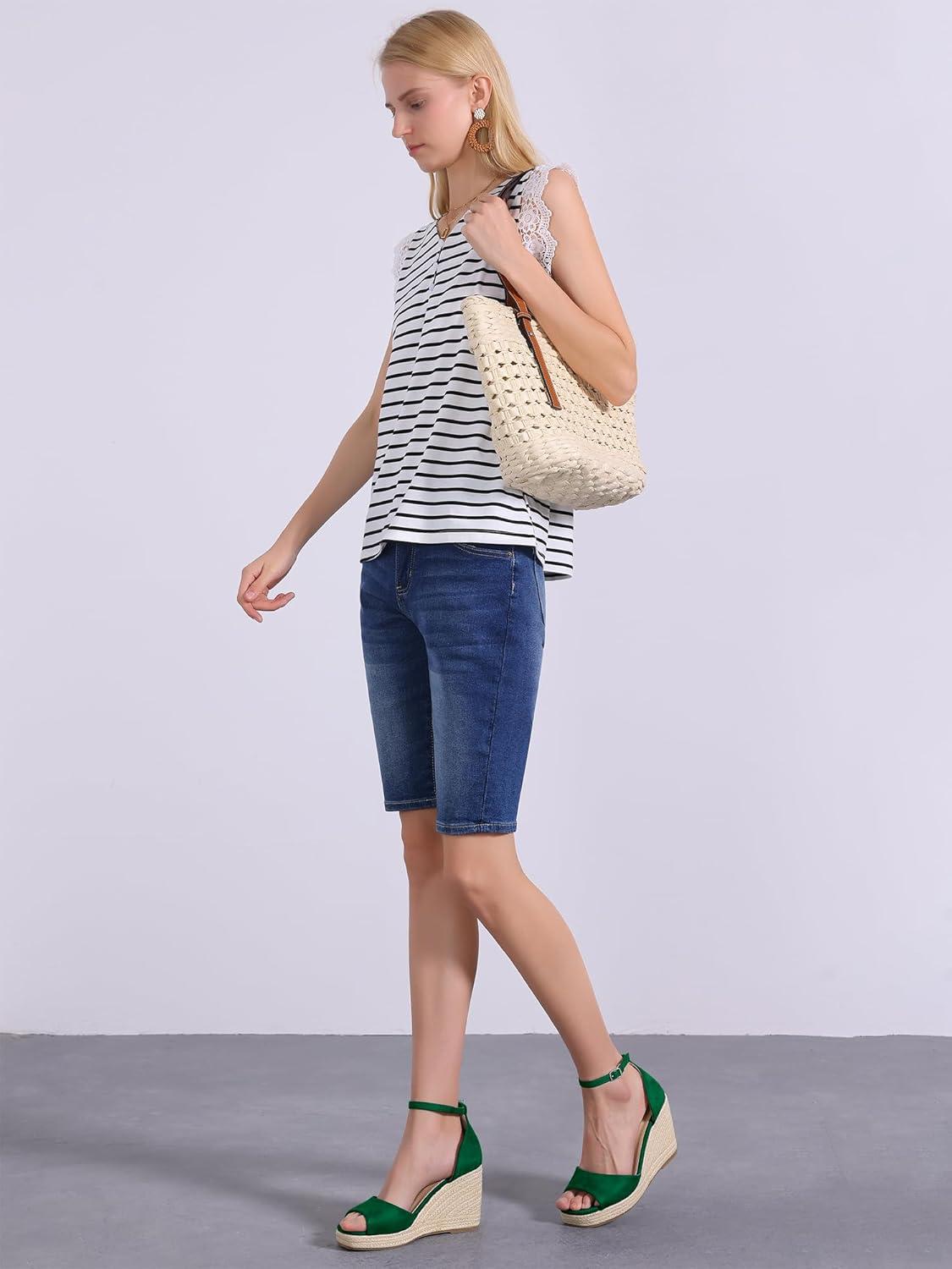 imageAllegra K Womens Espadrille Platform Ankle Strap Wedge Heel SandalsDark Green