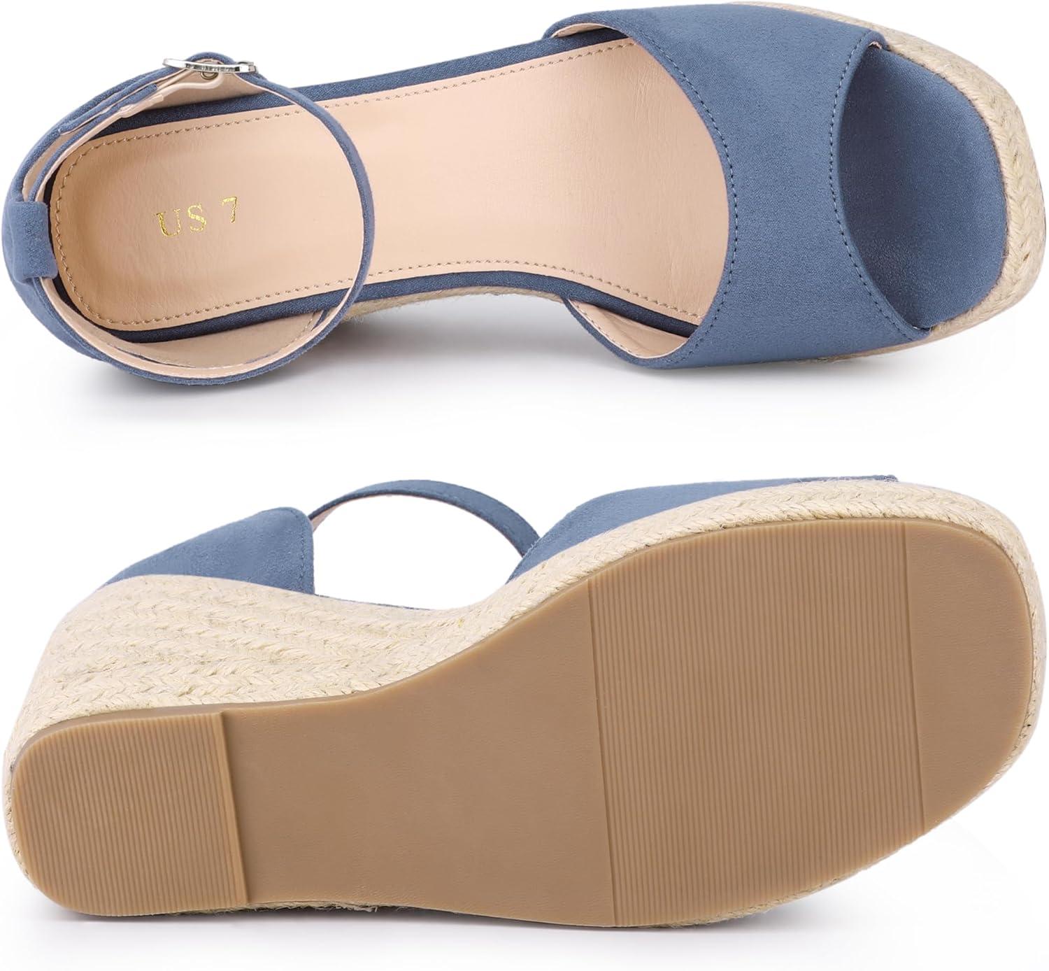 imageAllegra K Womens Espadrille Platform Ankle Strap Wedge Heel SandalsHaze Blue
