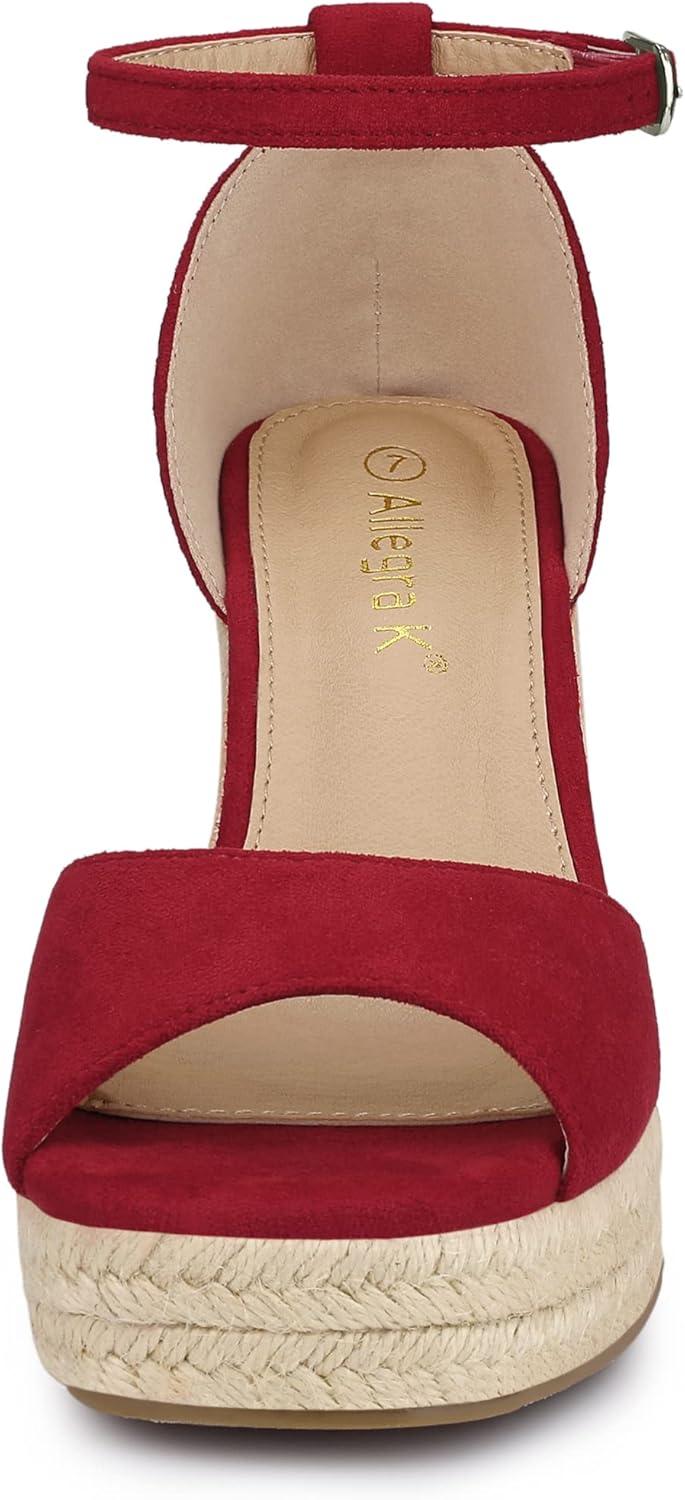 imageAllegra K Womens Espadrille Platform Ankle Strap Wedge Heel SandalsRed