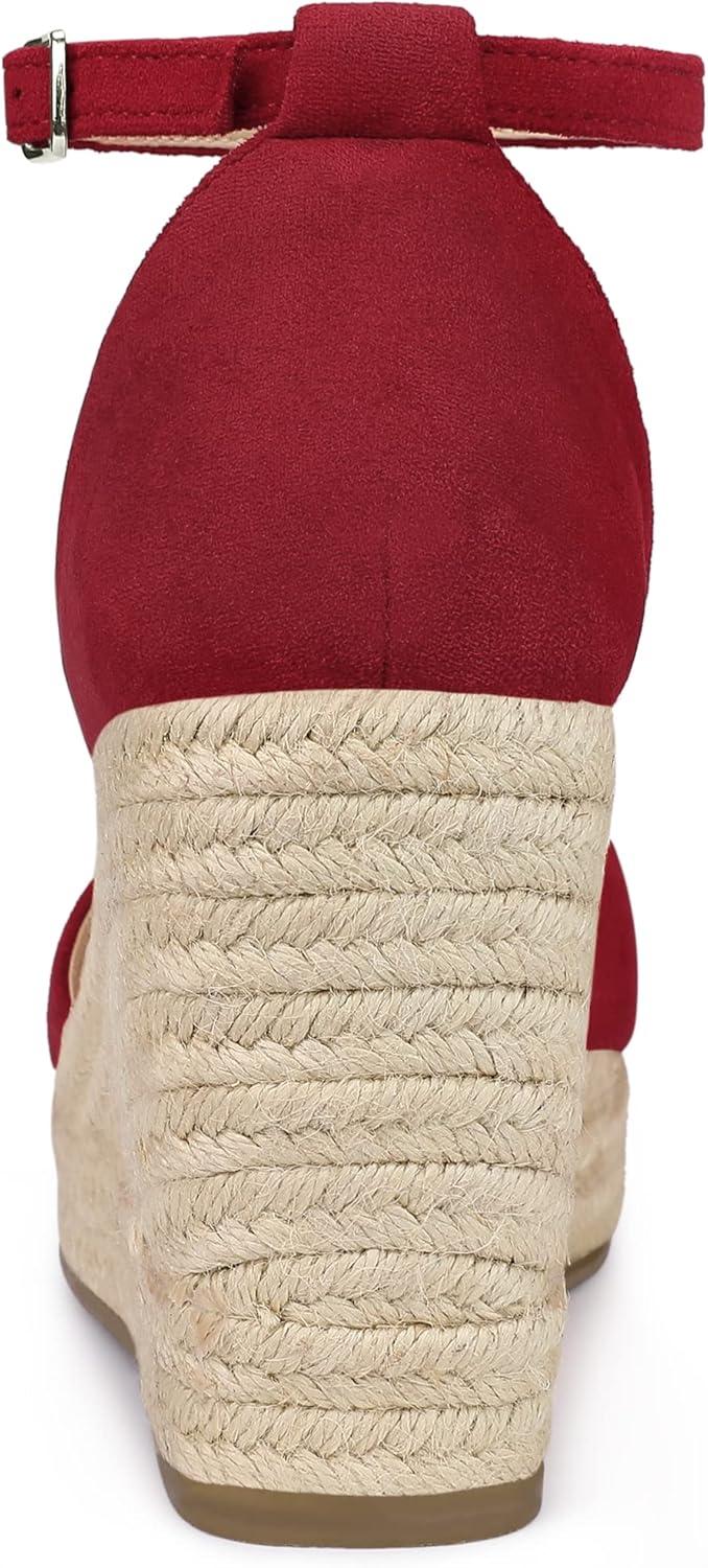 imageAllegra K Womens Espadrille Platform Ankle Strap Wedge Heel SandalsRed