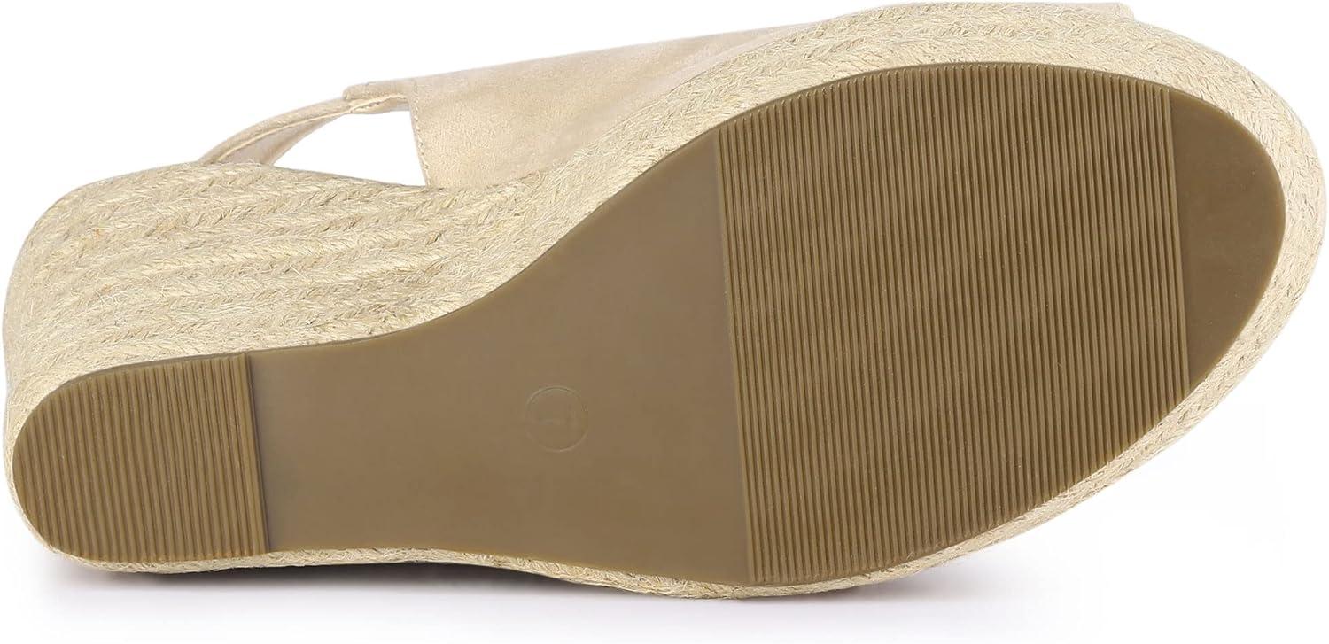 imageAllegra K Womens Espadrille Platform Heeled Wedges SandalsBeige