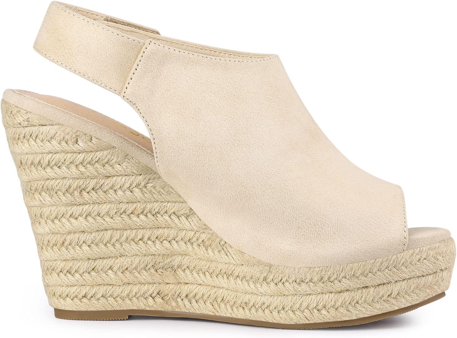 imageAllegra K Womens Espadrille Platform Heeled Wedges SandalsBeige