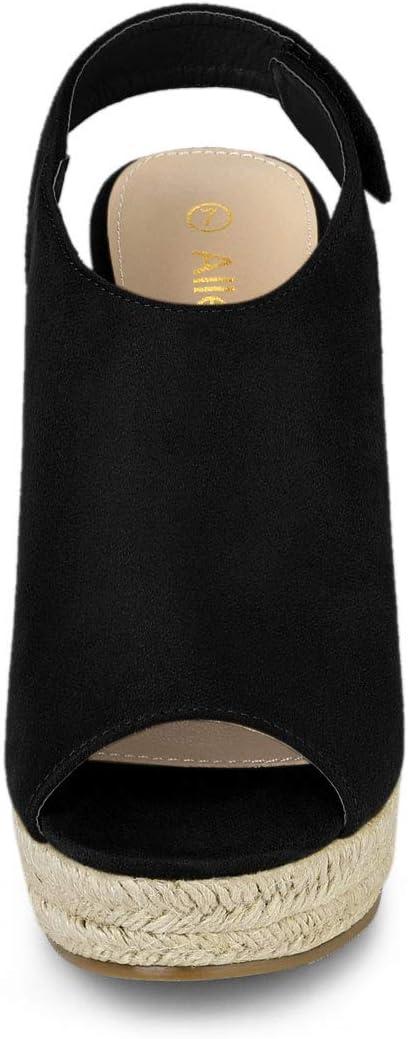 imageAllegra K Womens Espadrille Platform Heeled Wedges SandalsBlack