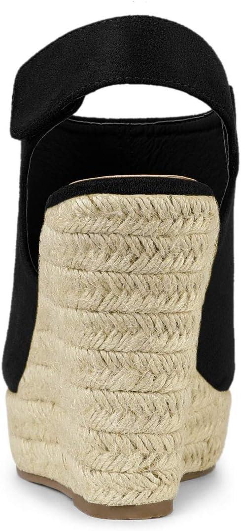 imageAllegra K Womens Espadrille Platform Heeled Wedges SandalsBlack