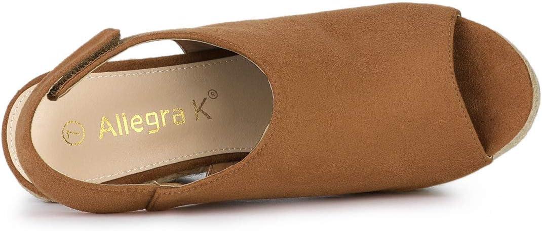 imageAllegra K Womens Espadrille Platform Heeled Wedges SandalsBrown