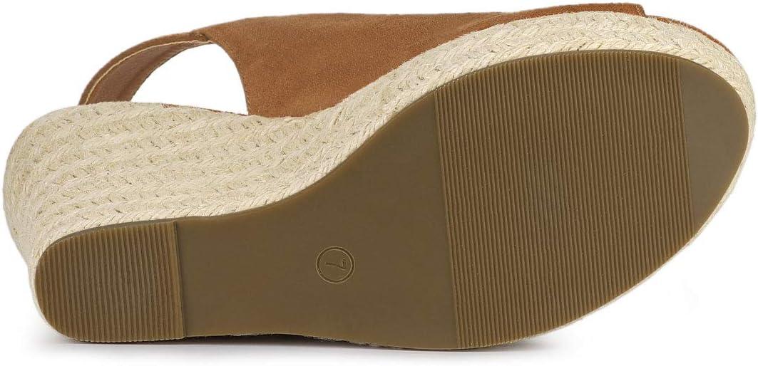 imageAllegra K Womens Espadrille Platform Heeled Wedges SandalsBrown