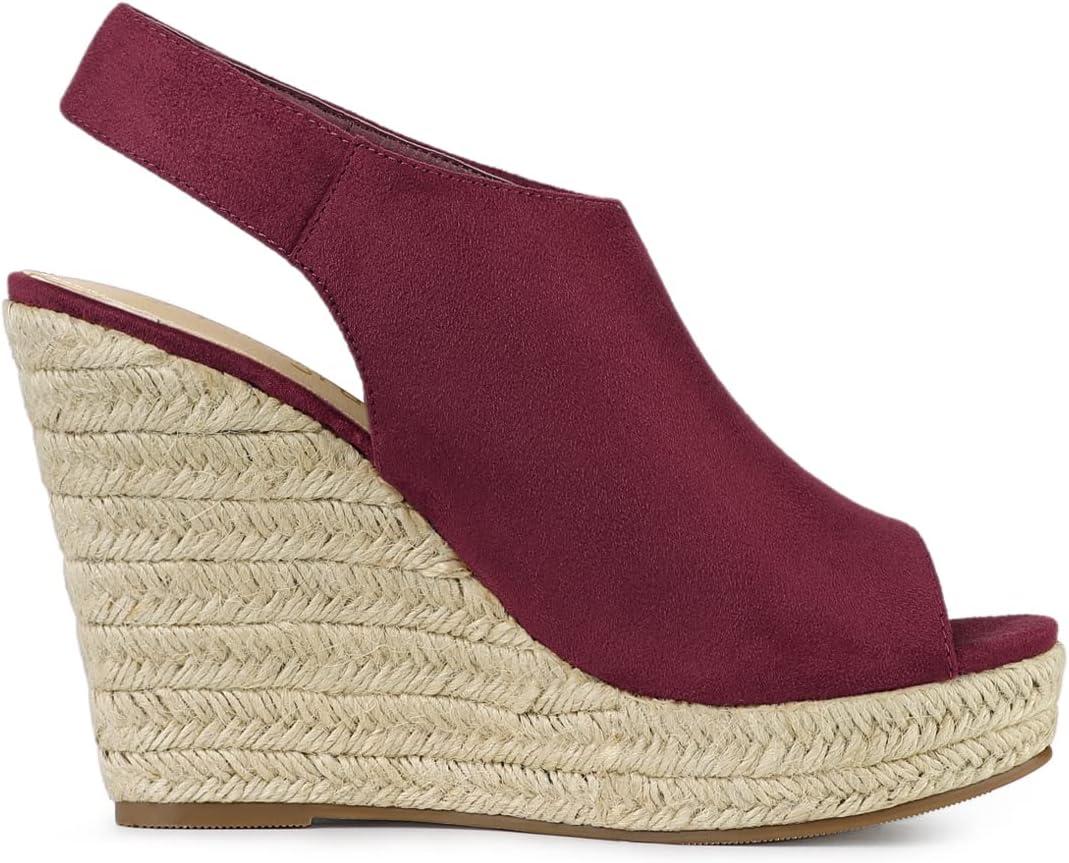 imageAllegra K Womens Espadrille Platform Heeled Wedges SandalsBurgundy