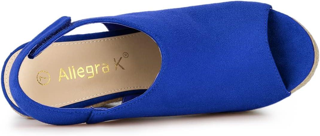 imageAllegra K Womens Espadrille Platform Heeled Wedges SandalsDeep Blue