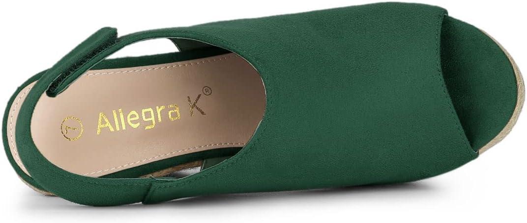 imageAllegra K Womens Espadrille Platform Heeled Wedges SandalsEmerald Green